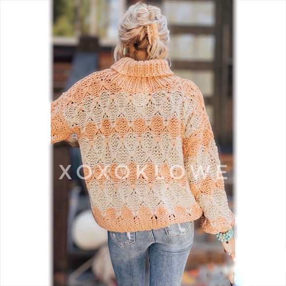 POL Pumpkin Spice Chunky Knit Turtleneck Sweater | Handmade Luxe Cozy - Picture 6 of 14